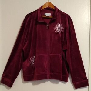 Elegant Burgundy Teddy Jacket with Sparkling Accents